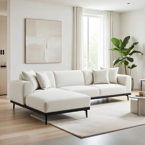 ספה פינתית דגם טורונטו קטיפה אפור בהיר