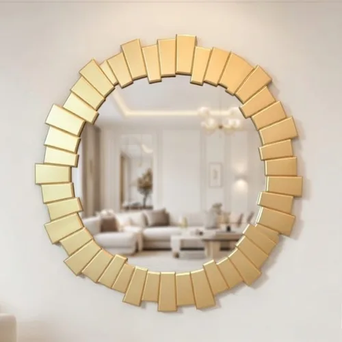 מראה עגולה דגם טנסי מסגרת זהב