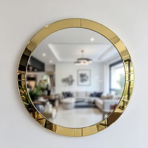 מראה עגולה מסגרת זהב קוטר 90