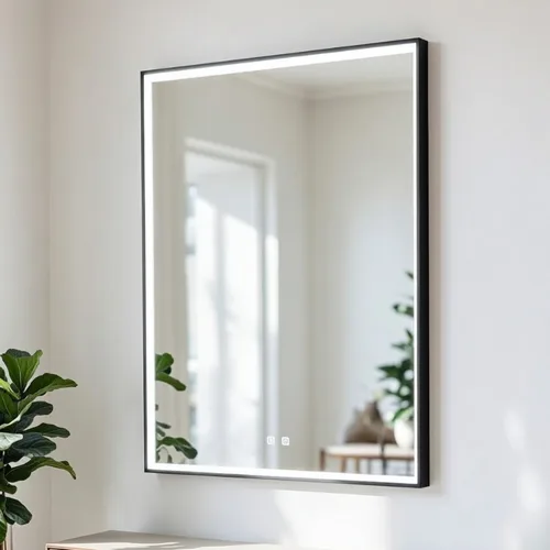 מראה לד מלבנית מסגרת שחורה