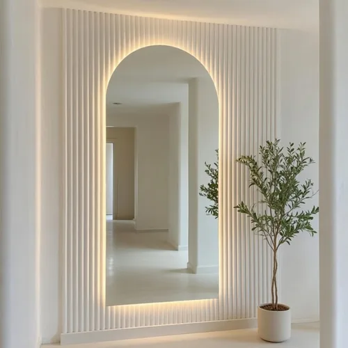 מראה מרחפת קריסטל בלגי דגם לילך חצי קשת