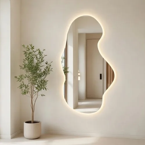 מראה מרחפת קריסטל בלגי דגם נרקיס אמורפית