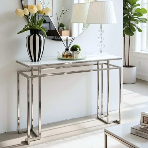 קונסולה מילאן כסוף לבן