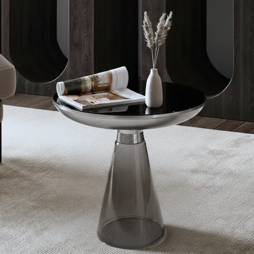 שולחן צד זכוכית דגם 013 כסוף