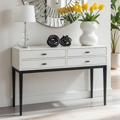 קונסולה 4 מגירות לבן