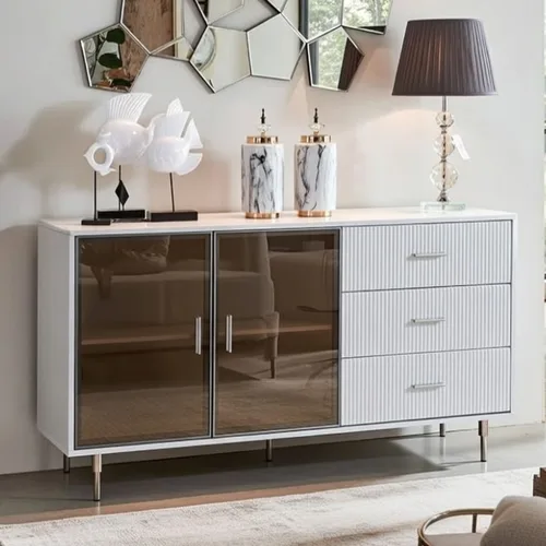 שידה דגם קרלה לבן כסוף