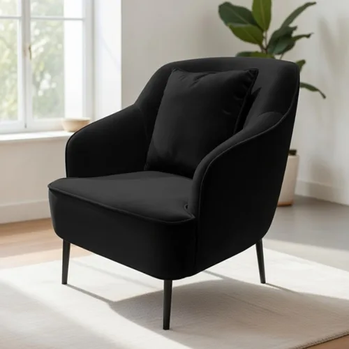 כורסא מעוצבת דגם רז שחור מבד קטיפה