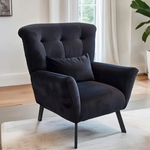 כורסא מעוצבת דגם שקד שחור קטיפה