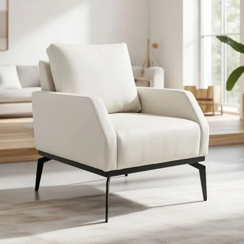 כורסא דגם פריז צבע שמנת דמוי עור