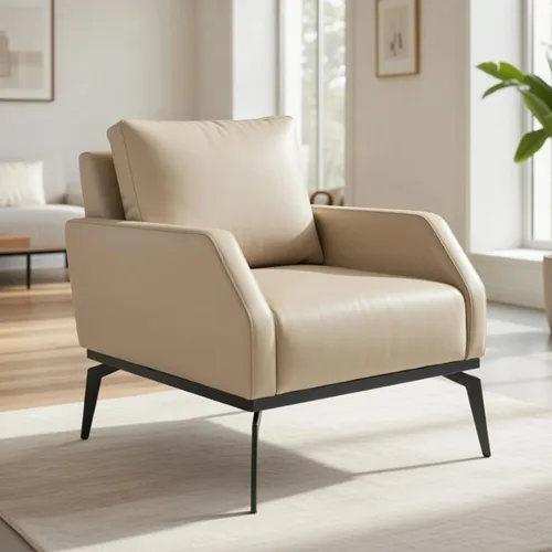 כורסא דגם פריז צבע מוקה דמוי עור