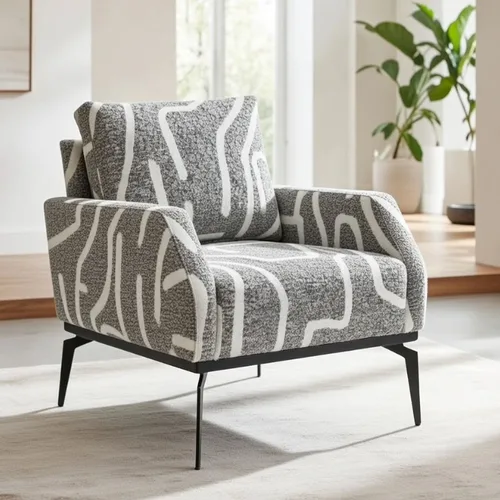 כורסא דגם פריז טקסטורה אפור לבן