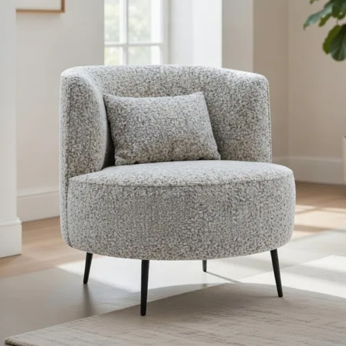 כורסא מעוגלת דגם קומו מבד בוקלה אפור