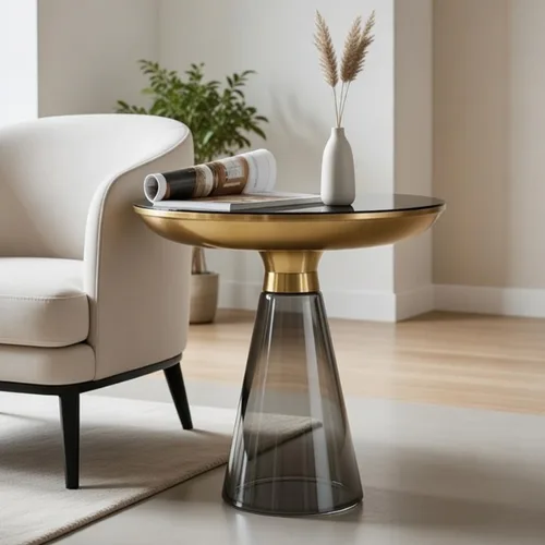 שולחן צד זכוכית דגם 013 זהב