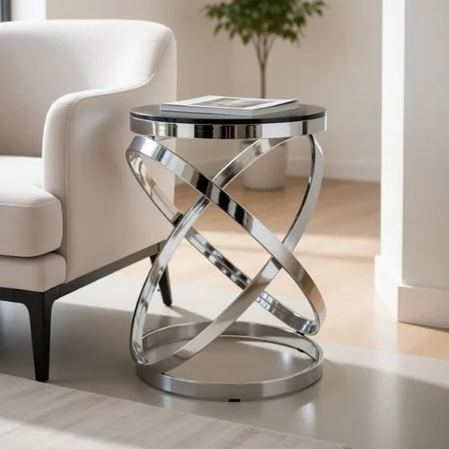 שולחן צד דגם אלה כסוף שחור