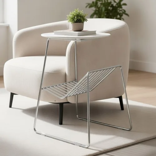 מעמד צד למגזין כסוף לבן