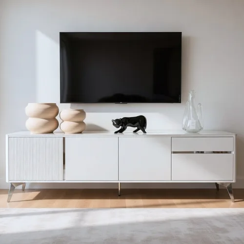 מזנון לסלון דגם בברלי לבן