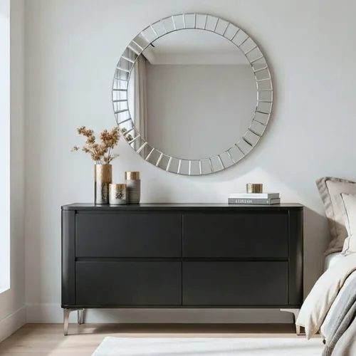 שידת מגירות יוקרתית דגם אטלנטה שחור כסוף