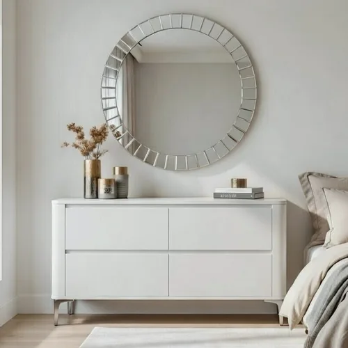 שידת מגירות יוקרתית דגם אטלנטה שמנת כסוף